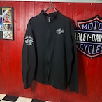 HARLEY-DAVIDSON ジップアップスウェット 黒 シルバーメタリックプリント ハーレー