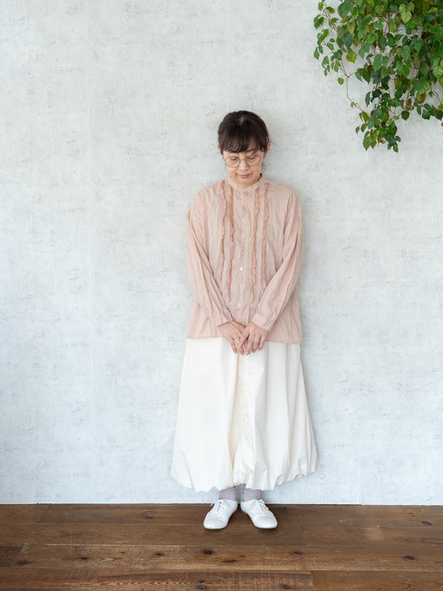 [grin] 綿麻キャンブリックフリルスクエアシャツ