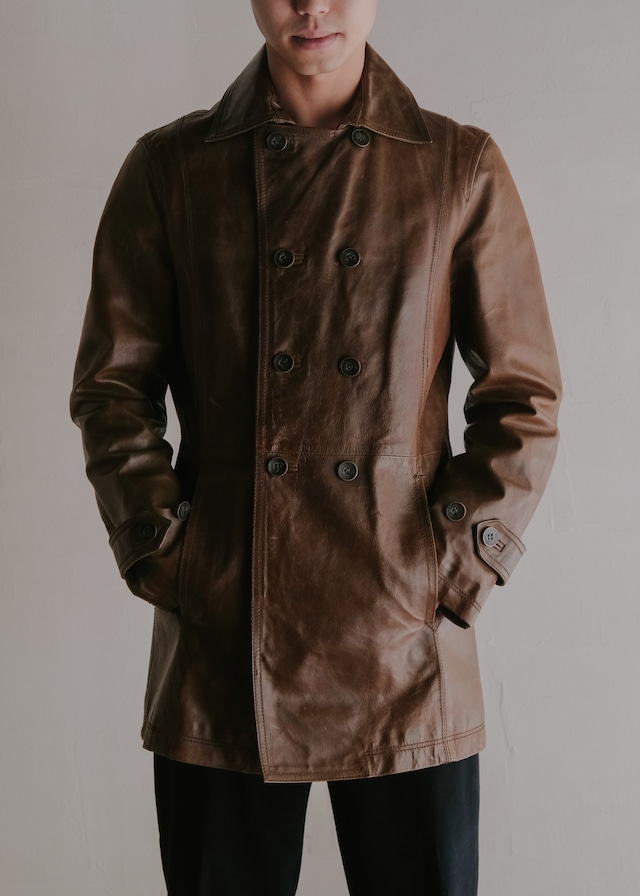 90’s MONSIEUR NICOLE cow leather pea coat