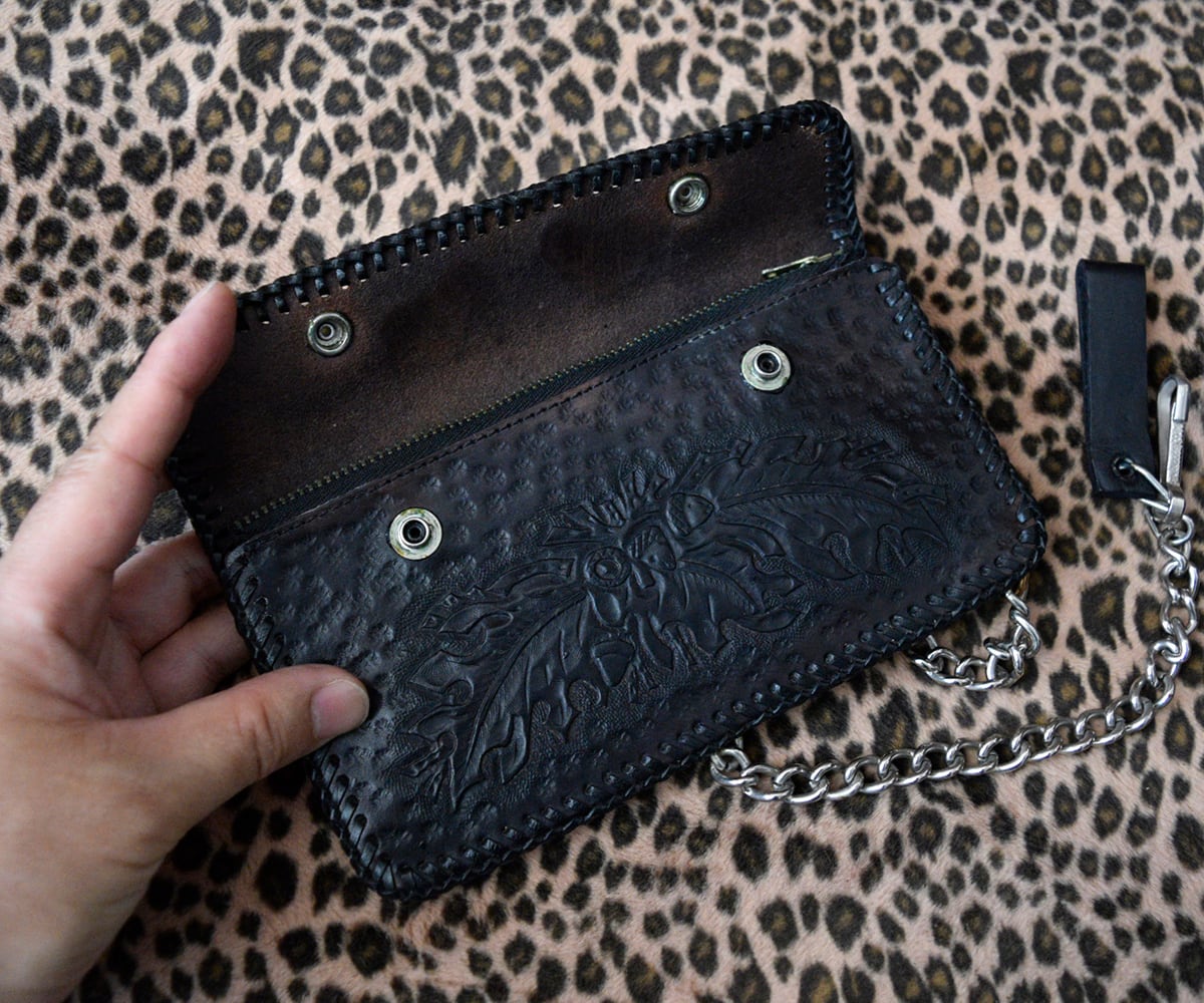 MINT! 70s TOOLED LEATHER VINTAGE BIKER WALLET | SECOND TIME GLORY MINT! 70s TOOLED LEATHER VINTAGE BIKER WALLET | SECOND TIME GLORY