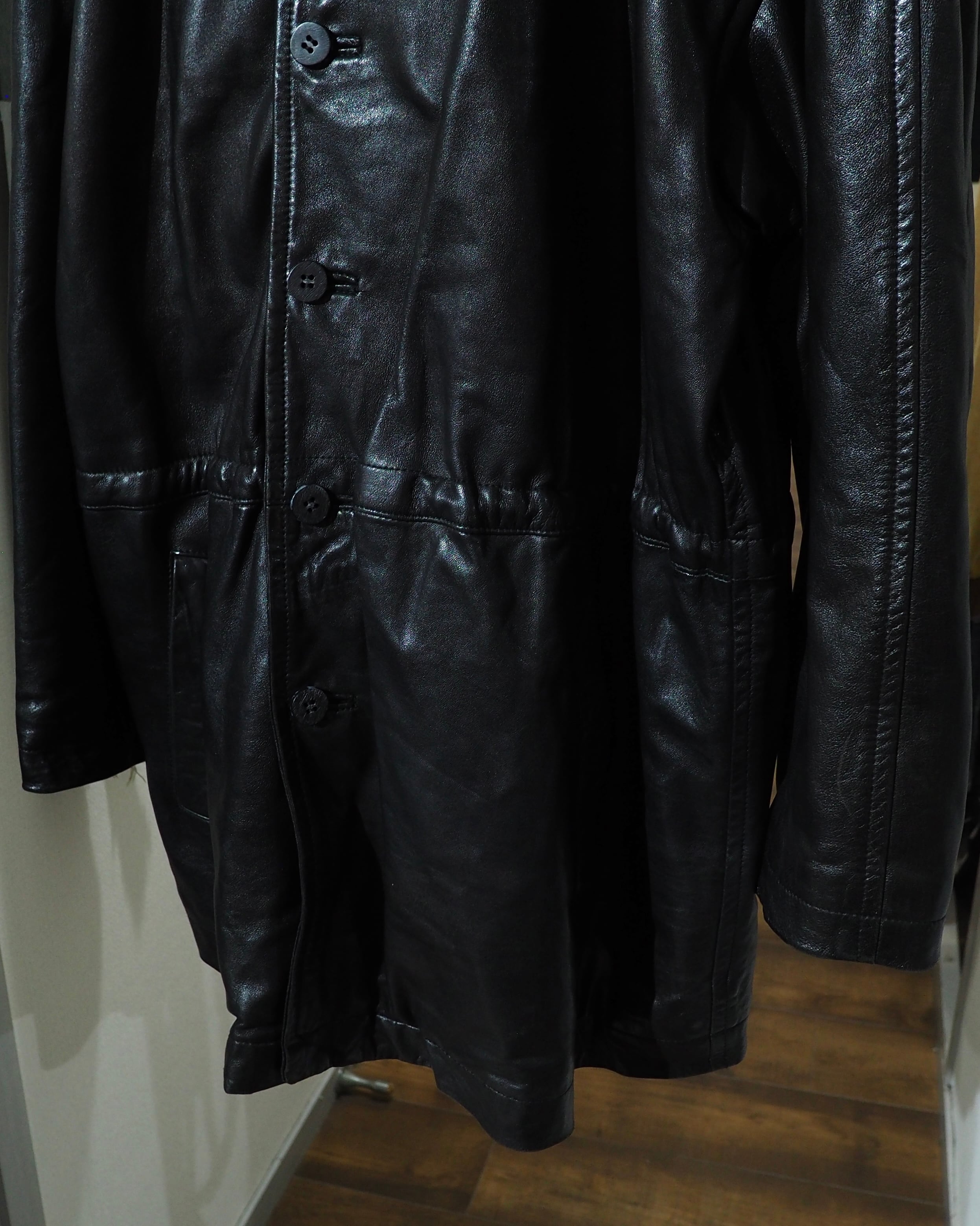 ” 艶美 ‐ Lustful Beauty ” Black Lamb Leather Vintage Half Coat Jacket