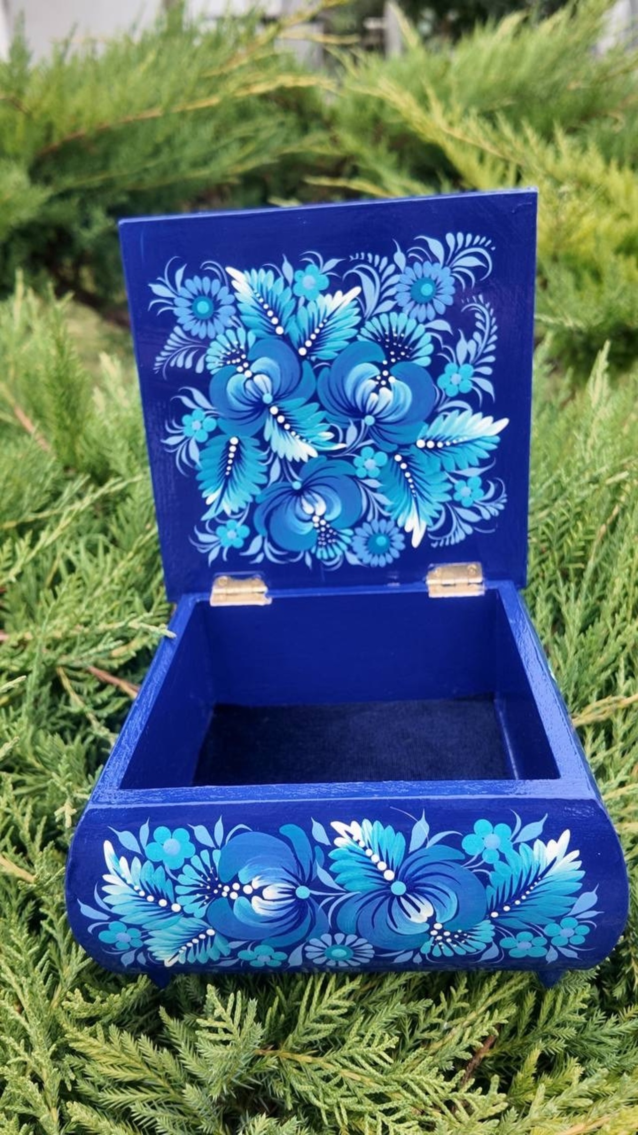 ペトリキウカ塗りのジュエリーボックス 15cm（ティモシェンコ作）ウクライナ製 - 6