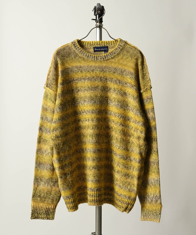 Many men ,many minds. Loose Silhouette Melange Polyester Crew Neck Distressed Knit (BEG) M2221011