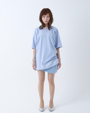 twisted ribbon T-shirt - Sax【UNISEX】