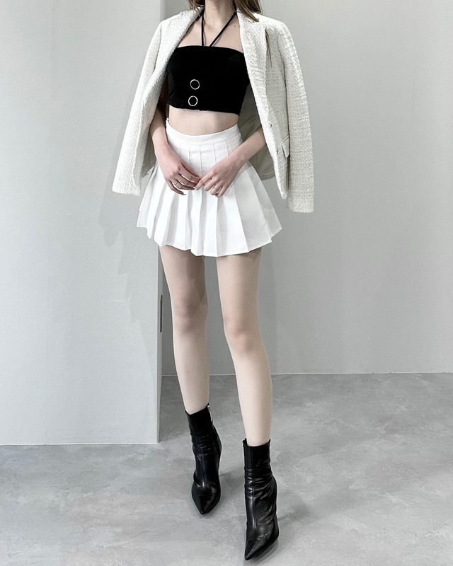 highwaist pleats skirt / white