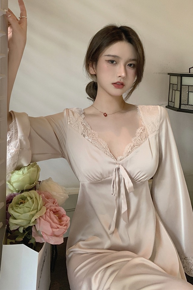 レーススタイルVネックレディースサマー薄手 夏物 シルク セブンプリンセス8907995842