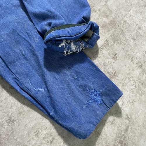 40-50s フレンチワーク モールスキン ブルー パンツ W30 詳細写真14