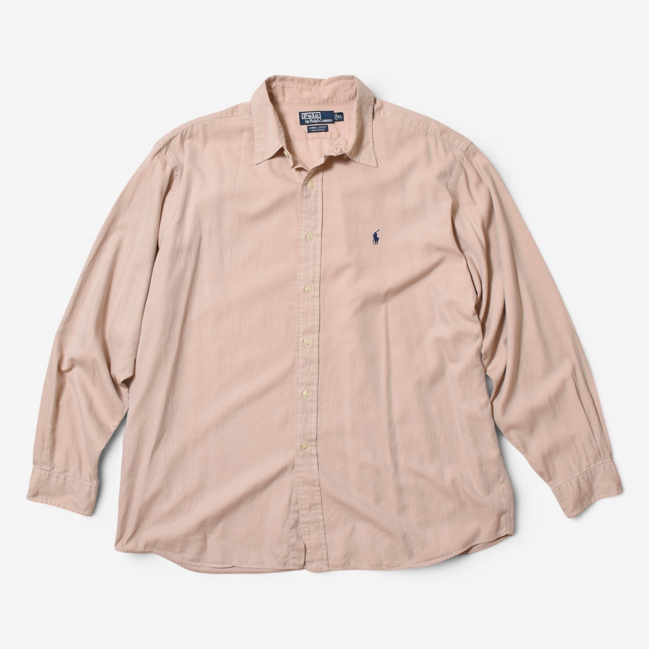90s Polo by Ralph Lauren ワンポイント刺繍 長袖 コットンヘリンボーンシャツ