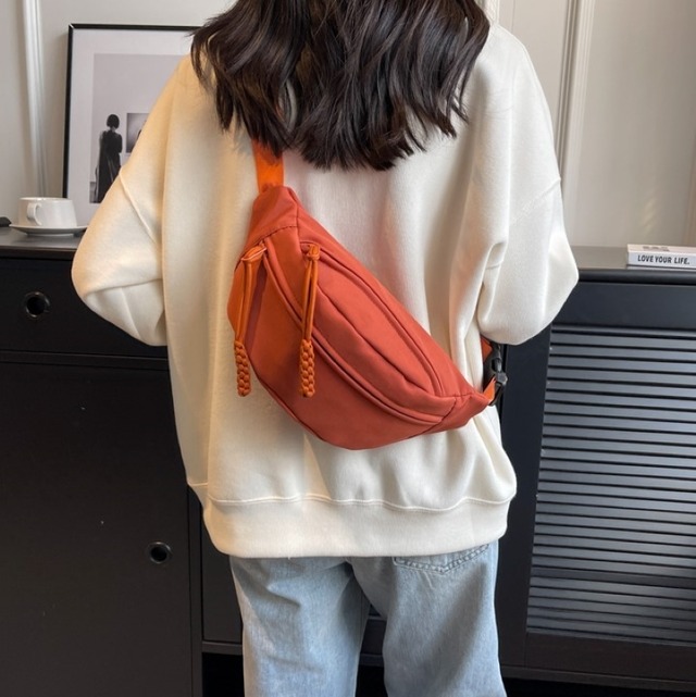 バッグ ショルダーバッグ 斜め掛け 斜めがけ ボディーバック ウエストバッグ  2way 便利 使いやすい 麻 シンプル カジュアル おしゃれ 無地 メンズ お出かけ 休日 旅行 お買い物 普段使い 韓国 ファッション 送料無料 オールシーズン ブラック オフホワイト ピンク オレンジ