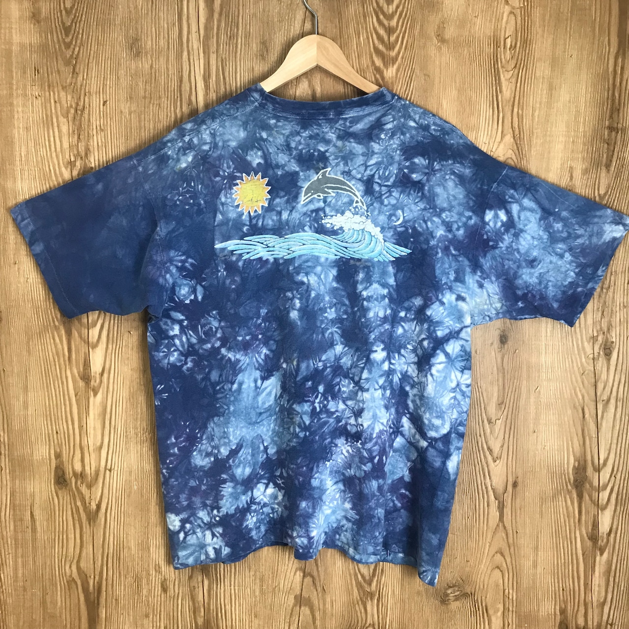 USA製 90s VINTAGE LIQUID BLUE グラフィックアート タイダイ染め 半袖 