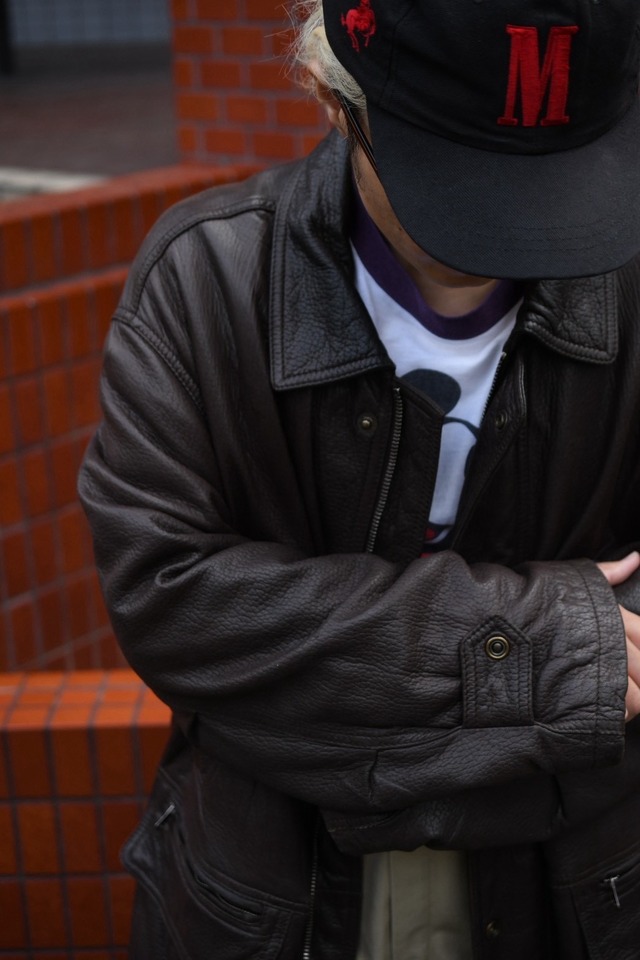 OK／80-90's "Skipper's" lambs skin leather hunting coverall
