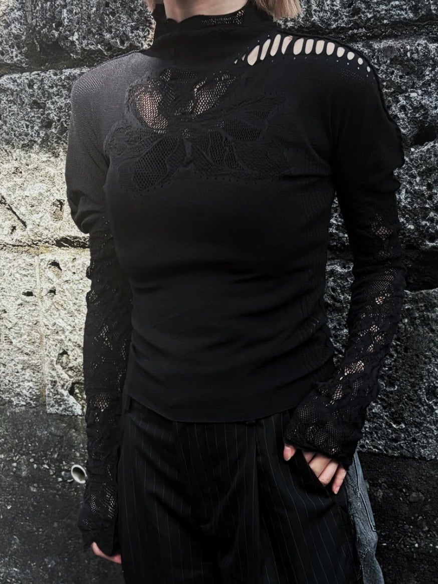 26AW | WOMEN】MUKASA ムカサ / レーストップス / Lace high neck top