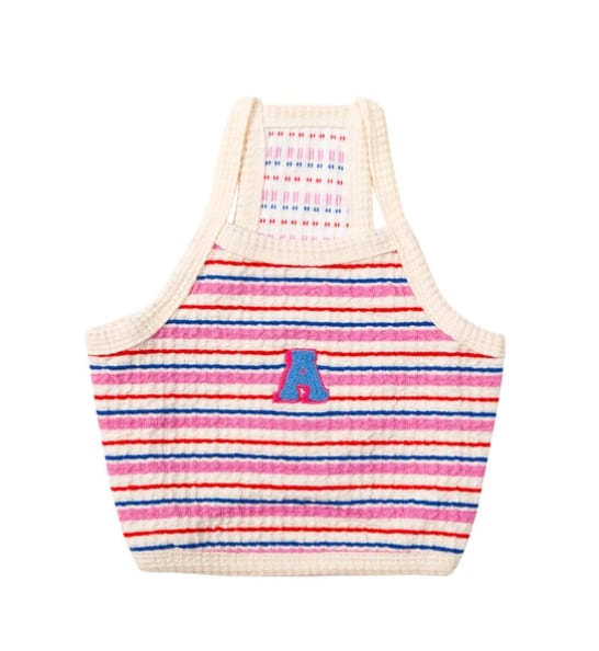 M.L.XL/即納【andblank】A Stitch Stripe Crop Top : Pink
