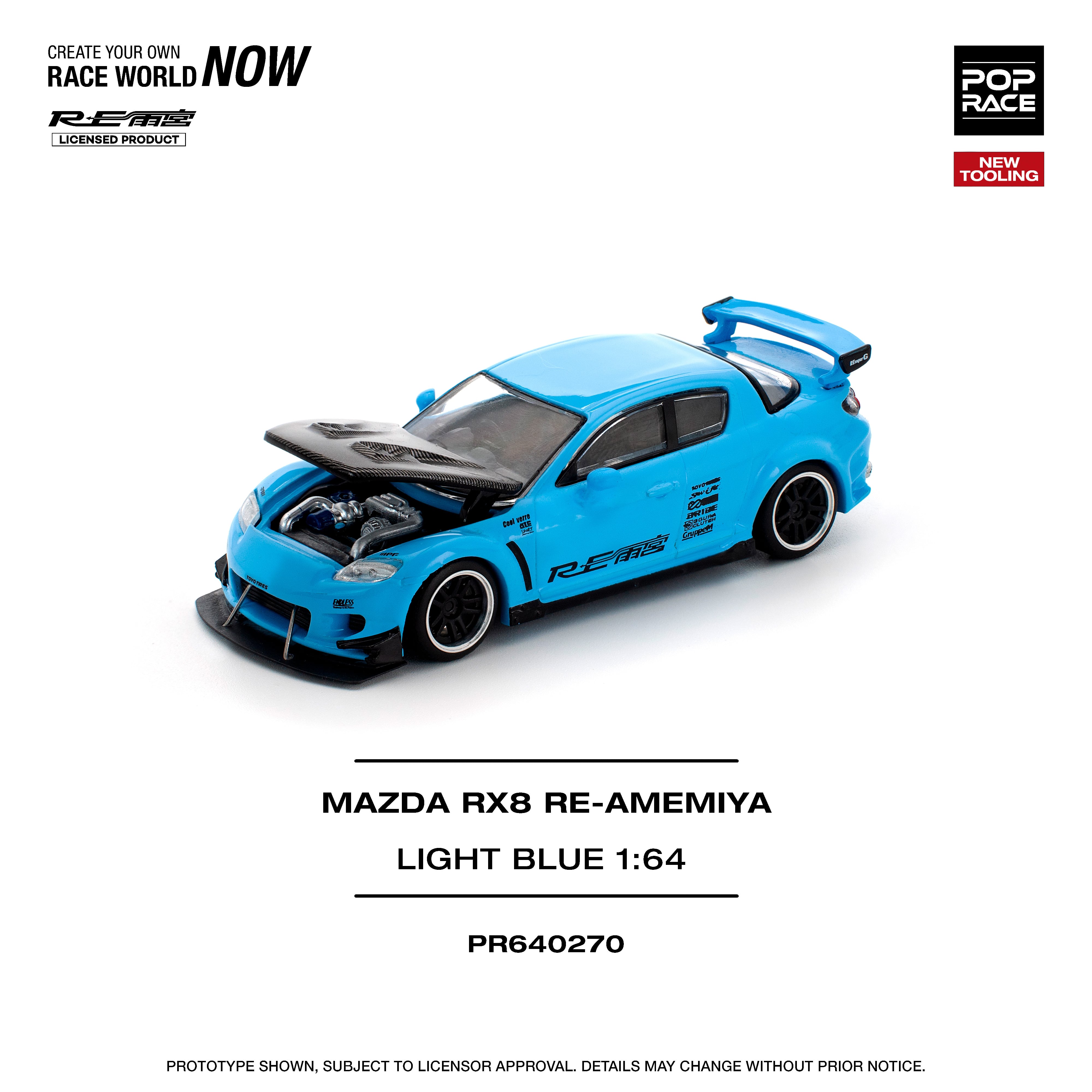 POP RACE 1/64 マツダ RX-8 RE雨宮 ライトブルー | ANKGLID Power