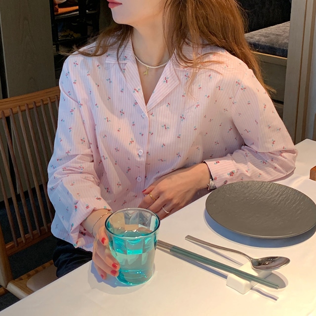 stripe embroidered retro shirt J00005