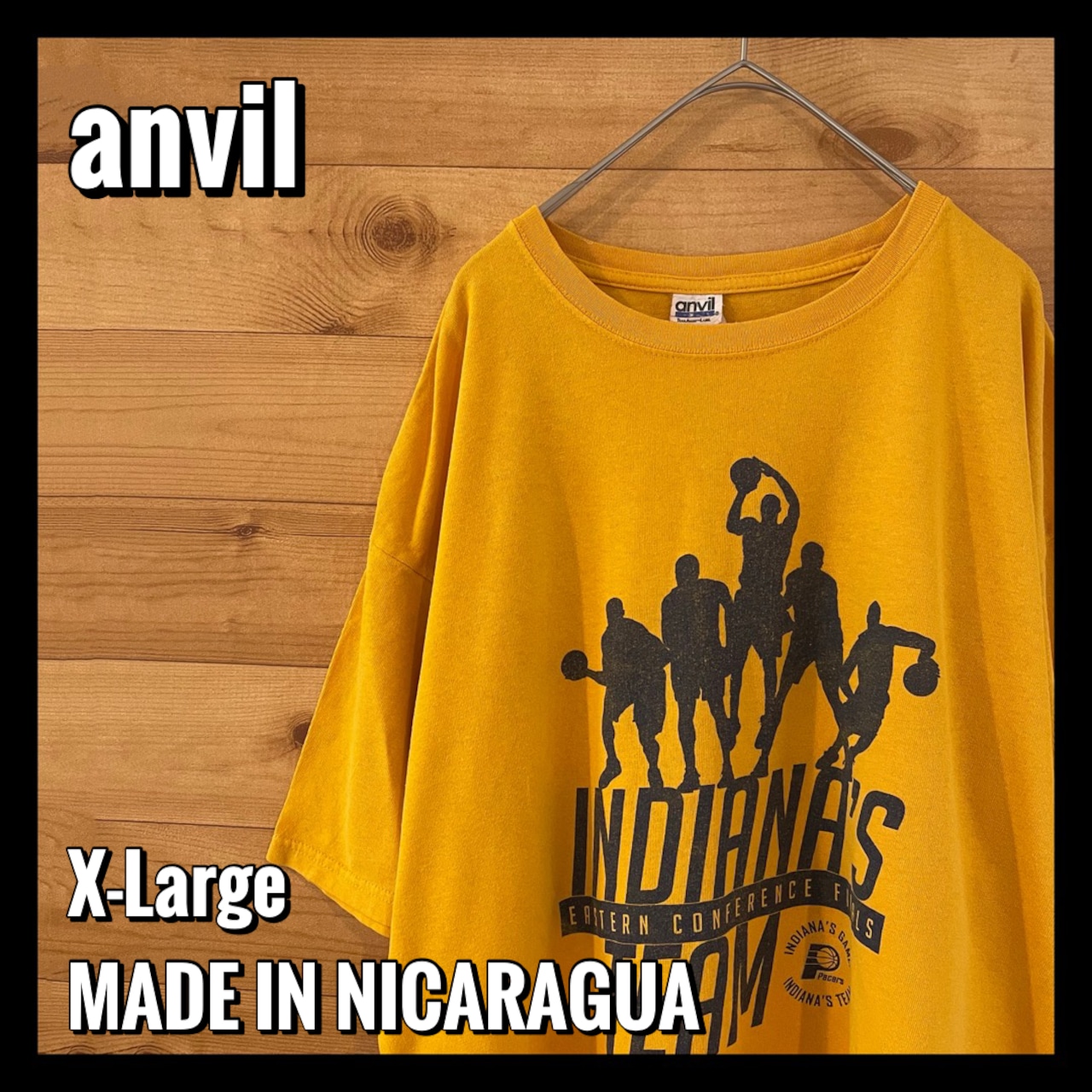 【anvil】NBA インディアナペイサーズ Pacers バスケ Tシャツ XL ビッグサイズ 企業ロゴ バックプリント us古着 アメリカ古着