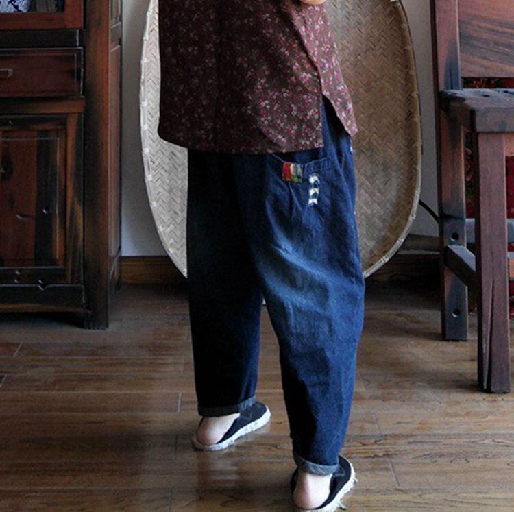 ルーズストレッチウェストパンツ コットン エラスティック 伸縮 ピュア Yiranxuaディースワード41326677038