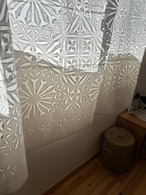 まるしかく　カットワークキルト NO.3  マルチクロス インドの手仕事