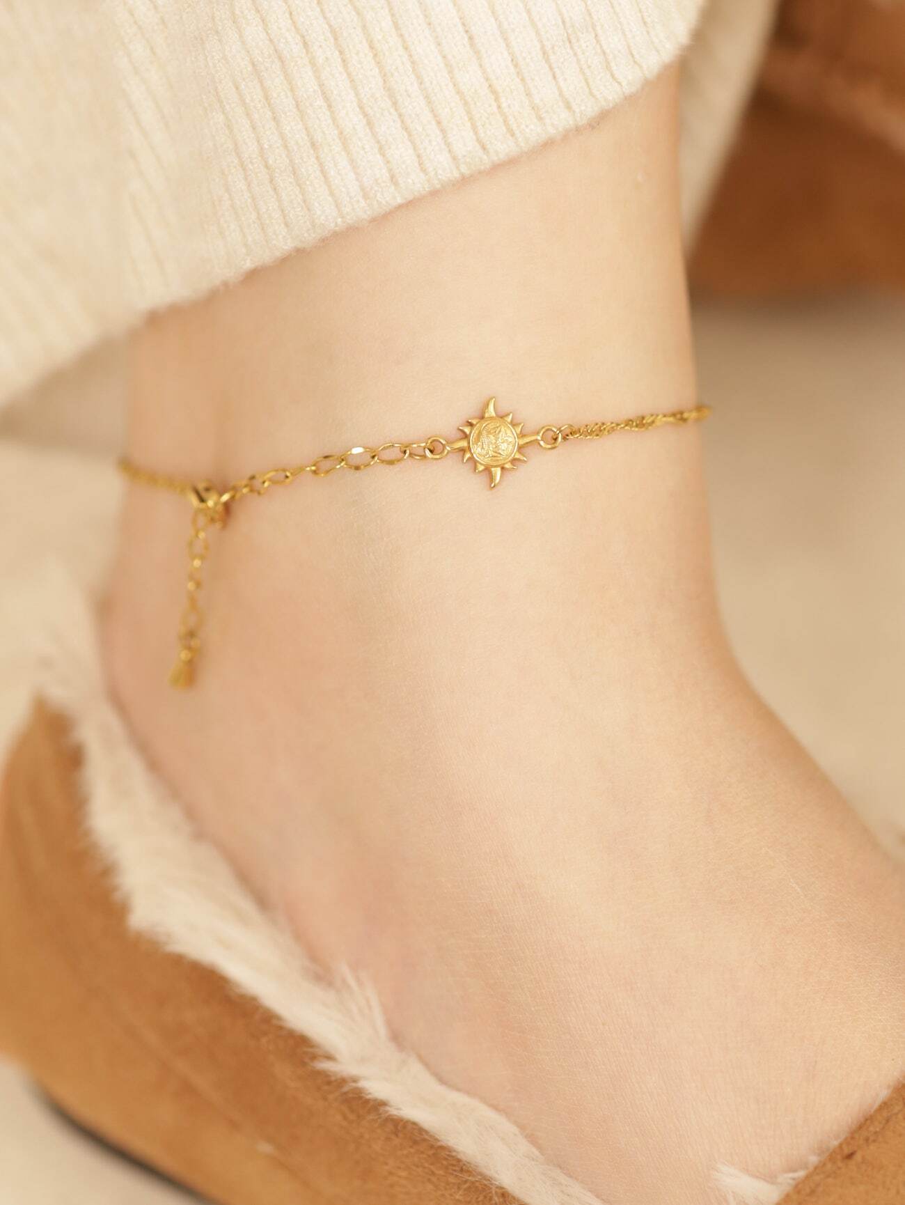 screw 】316L hawaiian sun & moon anklet #a19 | rani