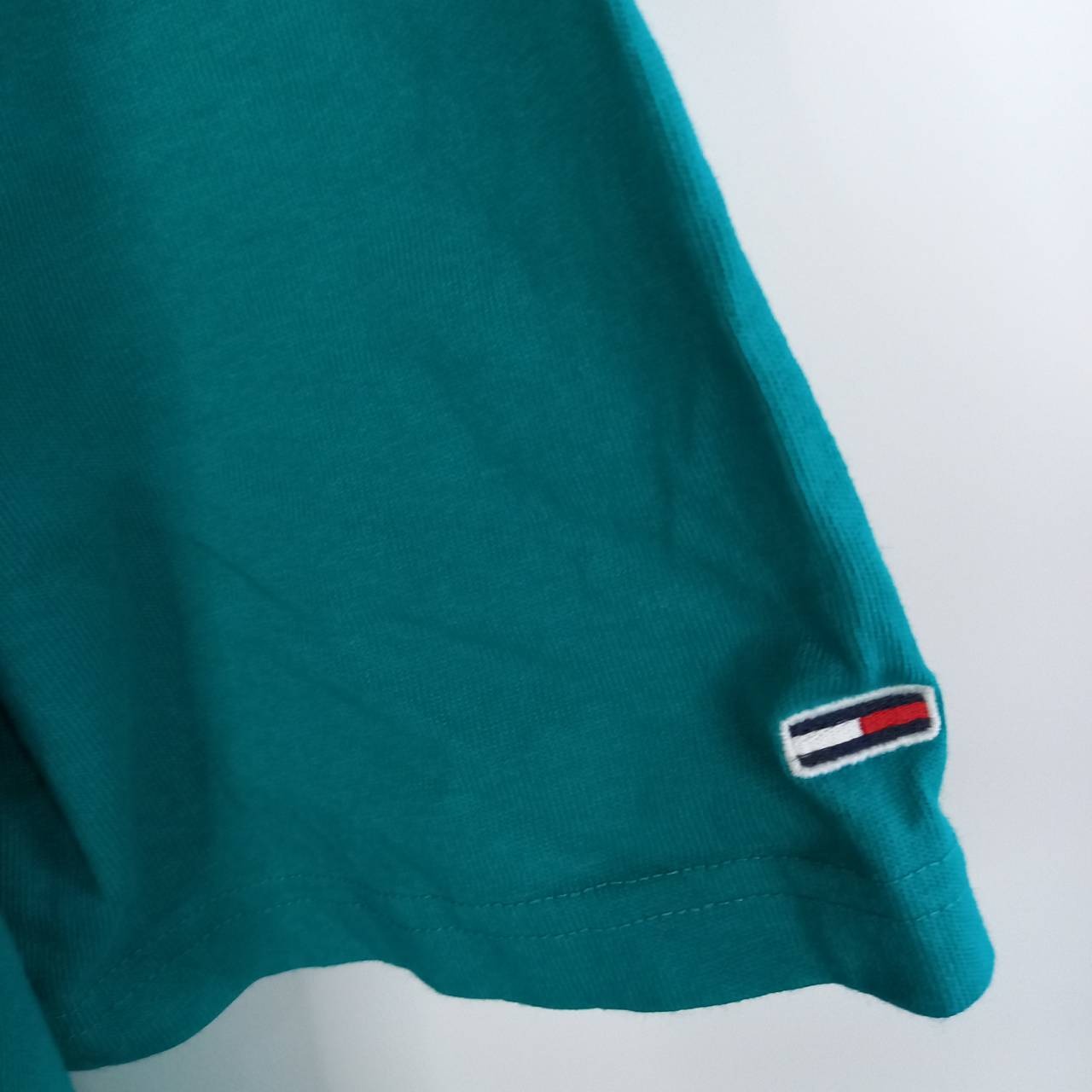 トミージーンズ　Tシャツ　半袖　刺繍　ビッグロゴ　オーバーサイズ　グリーン　XL