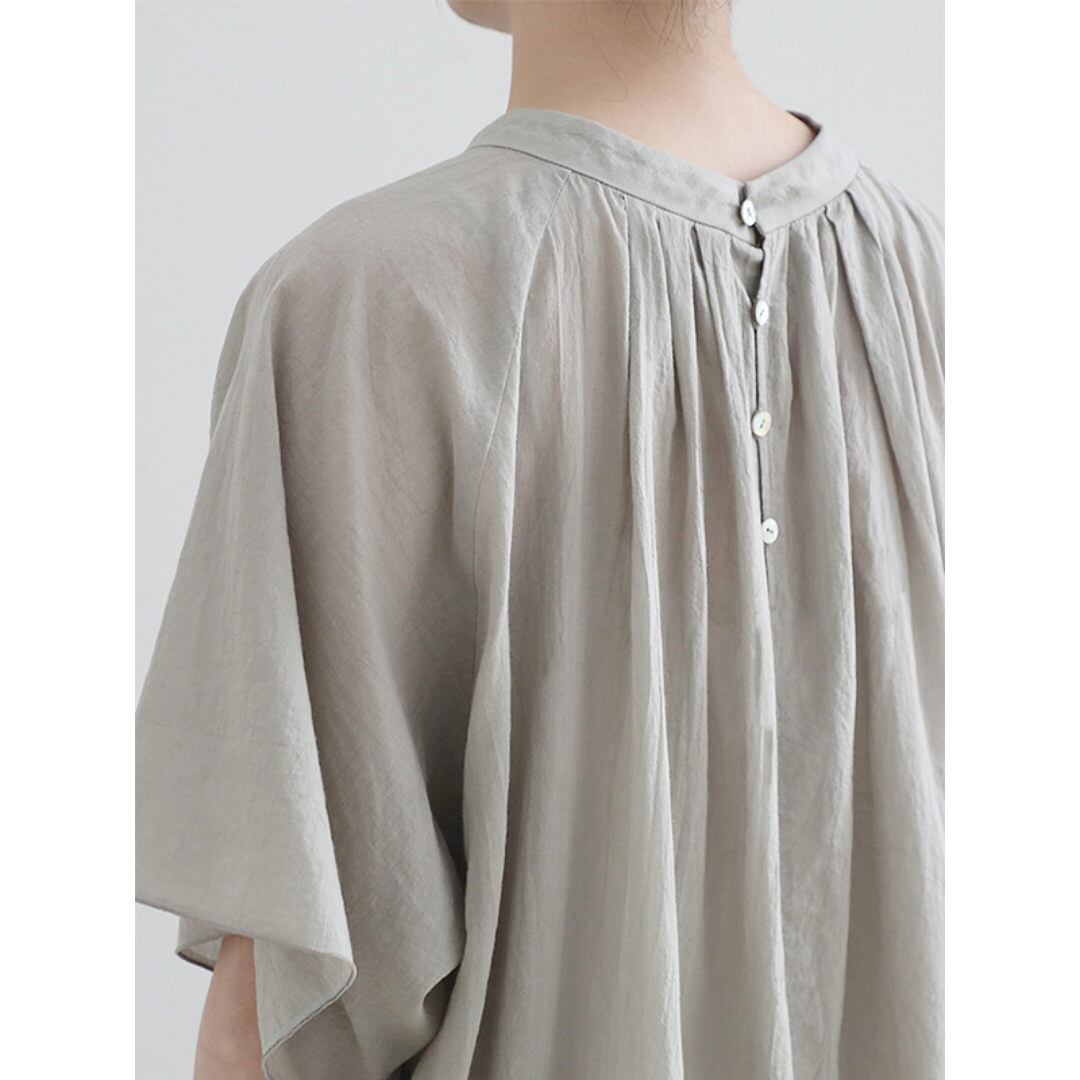 evam eva エヴァムエヴァ コットンローン・ワンピース cotton lawn one-piece ・セージ 薄く透け感のあるコットンの生地をたっぷりと使用しましたワンピースです【送料無料】