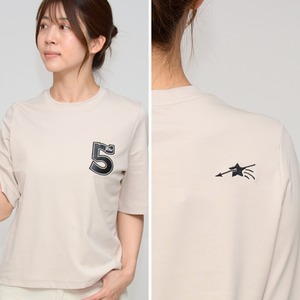 【遊び心ある大人の「5」】  ナンバーワッペン・シルケットTシャツ - LER-2643 ベージュ ‐