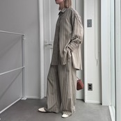 デザインストライプオーバーSH/ベージュ