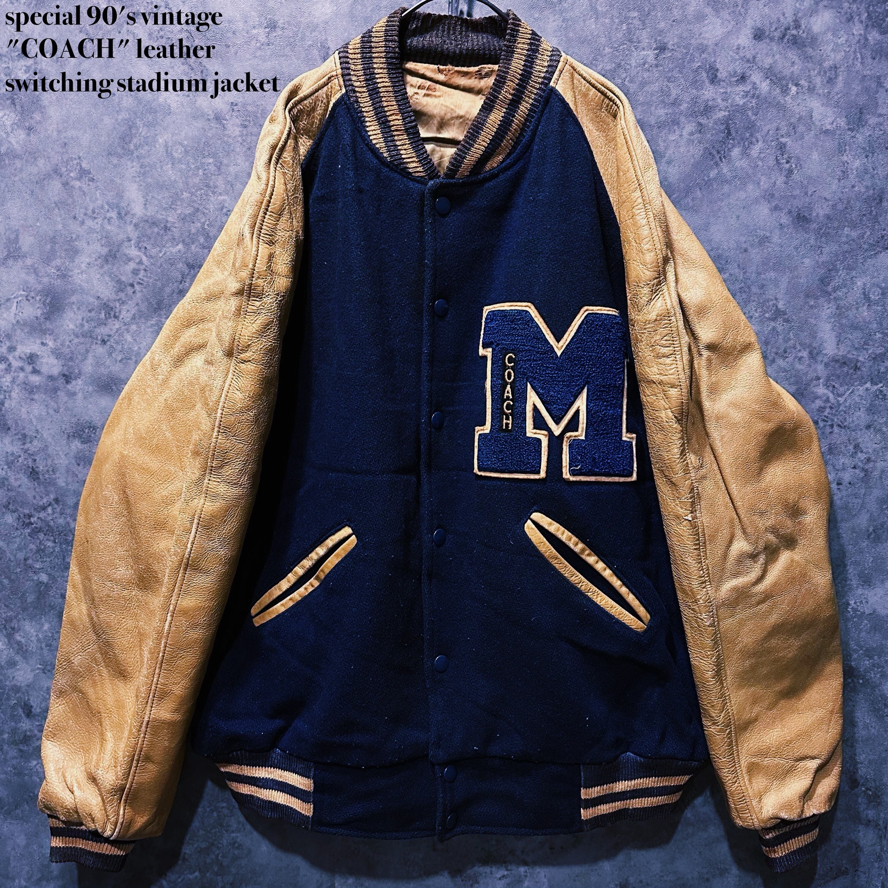 【doppio】special 90's vintage "COACH" leather switching stadium jacket