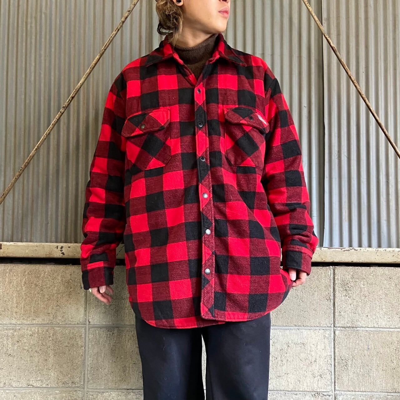 ディッキーズ Dickies チェック柄 フード付き シャツジャケット メンズXL /eaa269727