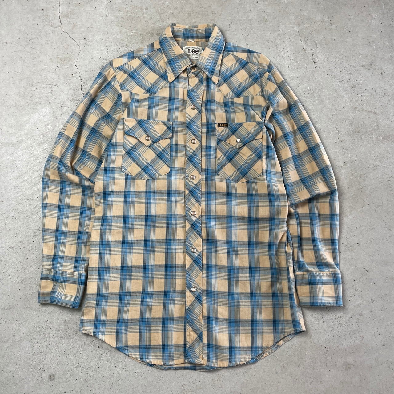 Lee 古着 80s USA製 薄手 アメカジ ウエスタン チェック 長袖シャツ 80年代 USA製 Lee リー 長袖 ウエスタンシャツ チェックシャツ メンズS