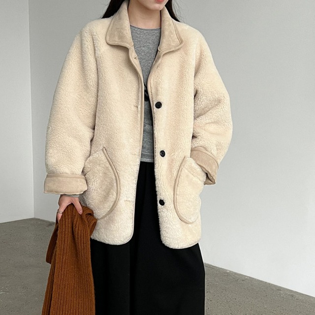 middle-length boa coat　J00110