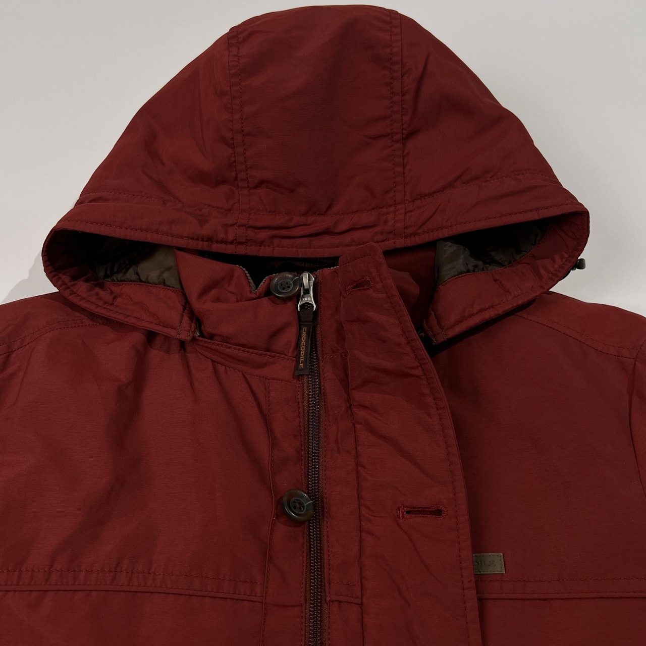 Crocodile クロコダイル フード付き ダウンジャケット サイズ M /レッド/メンズ/襟コーデュロイ