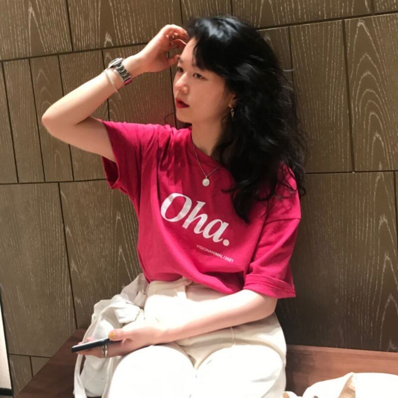 Tシャツ サマープラムレッドホワイトトップス コットン 夏物 YY-ファッション51821810991