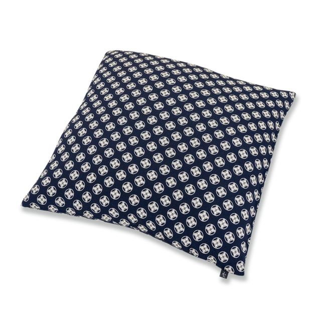 華ちりめん　座布団（カバーのみ）丸に花菱　BB（紺）50×50（クッション対応）