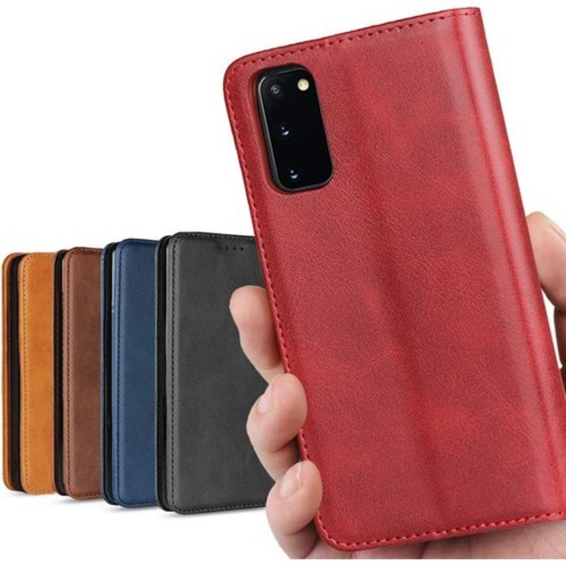 Galaxy S20 ケース 手帳型 Galaxy S20 5G ケース SC-51A doo / SCG01 au 適用 サムスン S20ケース SC51A ケース SCG01 カバー エス20 カバー サムスン ギャラクシー S20 スマホケース 携帯カバー 手帳型 カバー 財布 内蔵マグネット 携帯カバー カード入れ シンプル スタンド機能 落ち着いた色 レトロ レッド 846