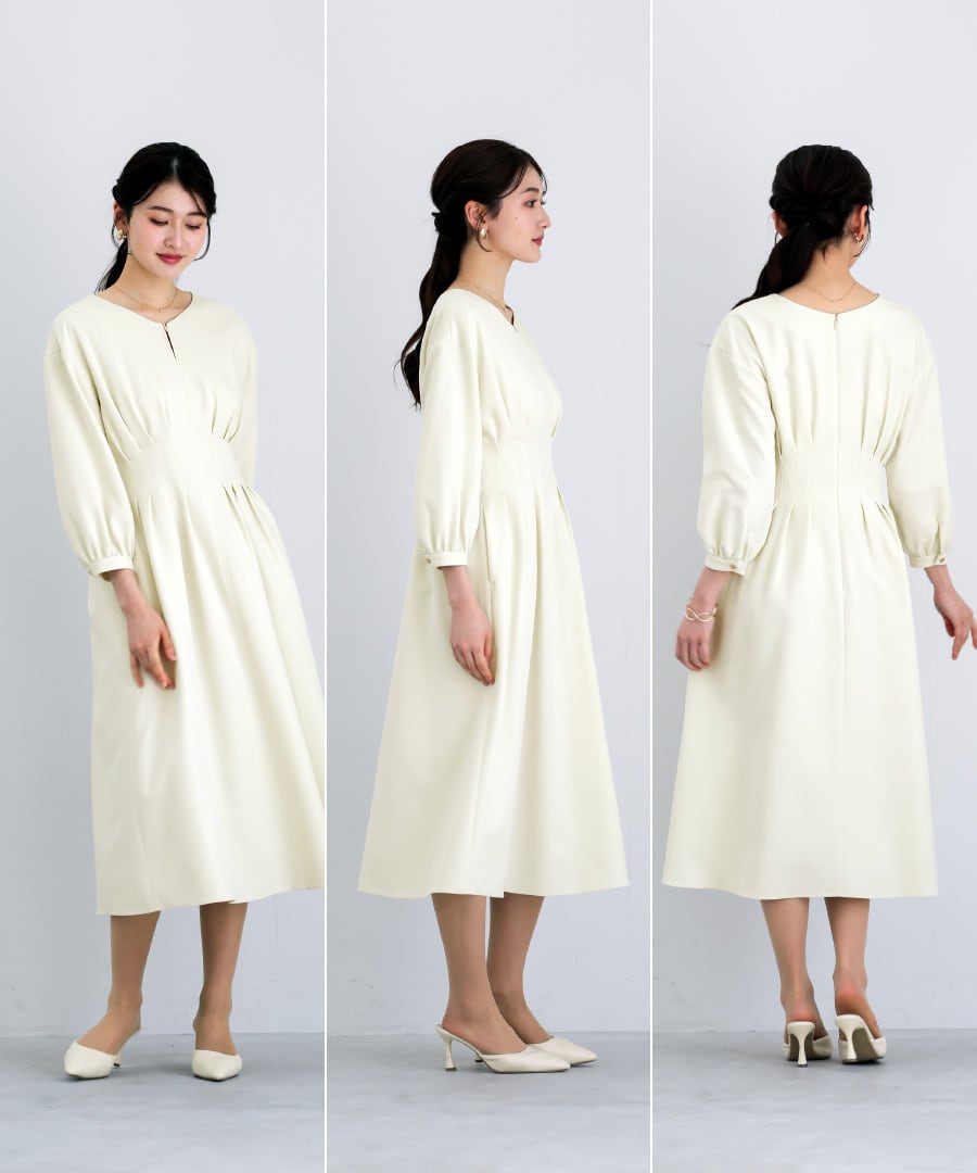 多機能すぎるワンピース】ダブルピケクロス・タックデザインフレア