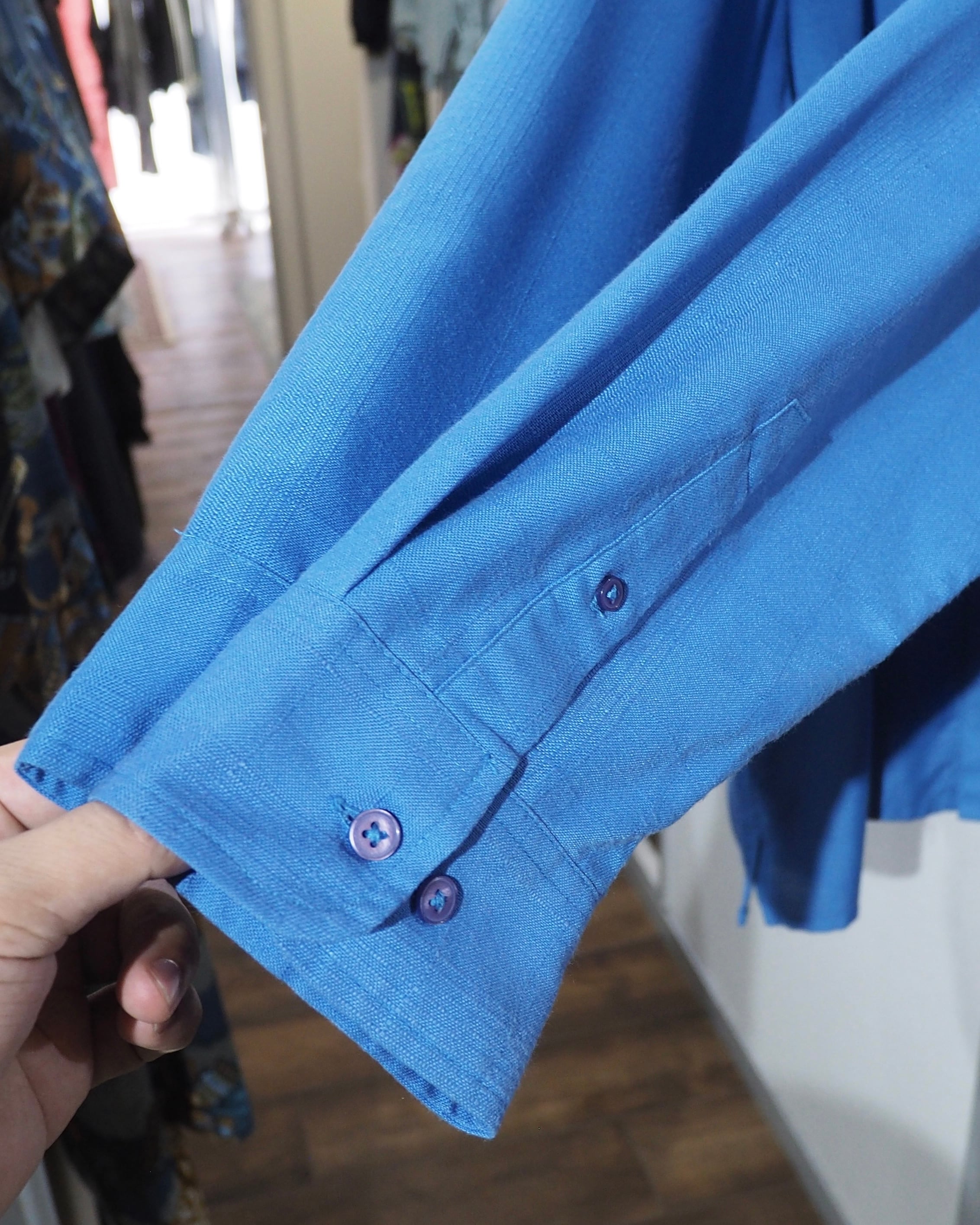 1990s " John Blair " Beautiful Light Blue color vintage Over silhouette No collar shirt
