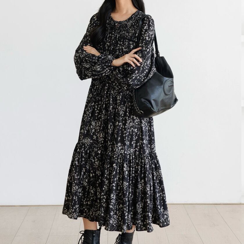 botanical flower long one-piece m0127