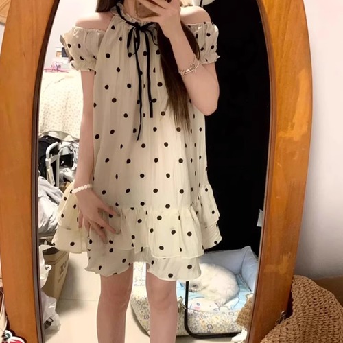 オープンショルダーフリルミニワンピ ・70499