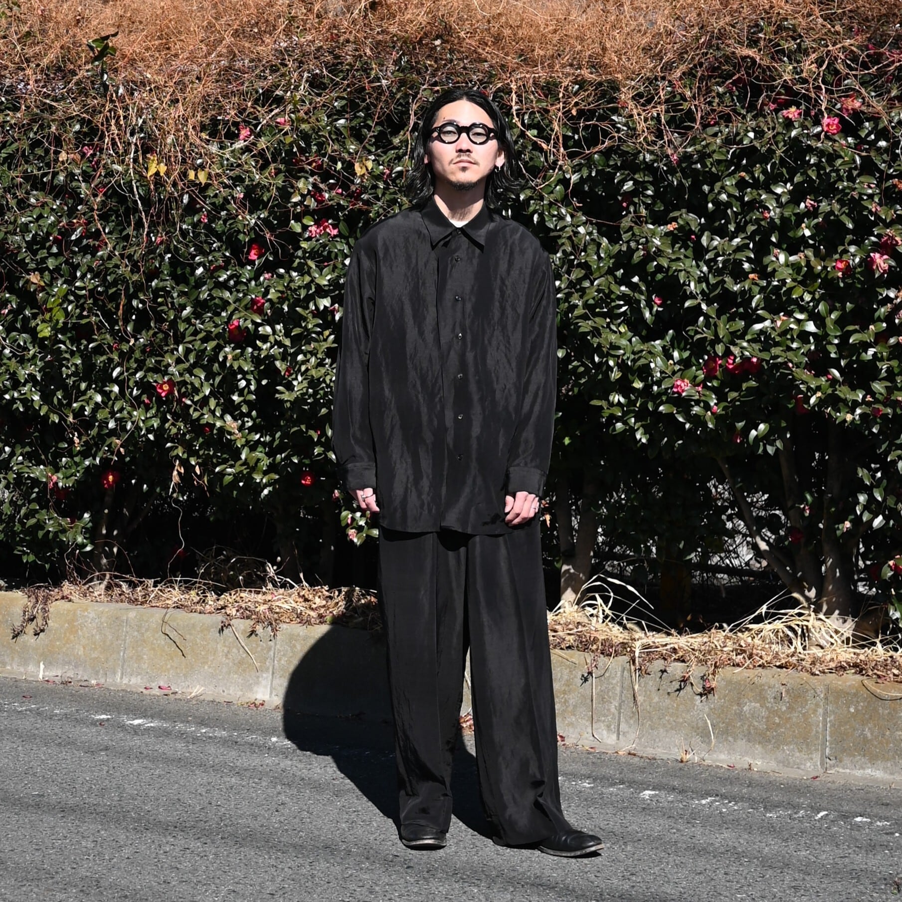 Nonnotte / Draw Cord Wide Straight Trousers | GANKO