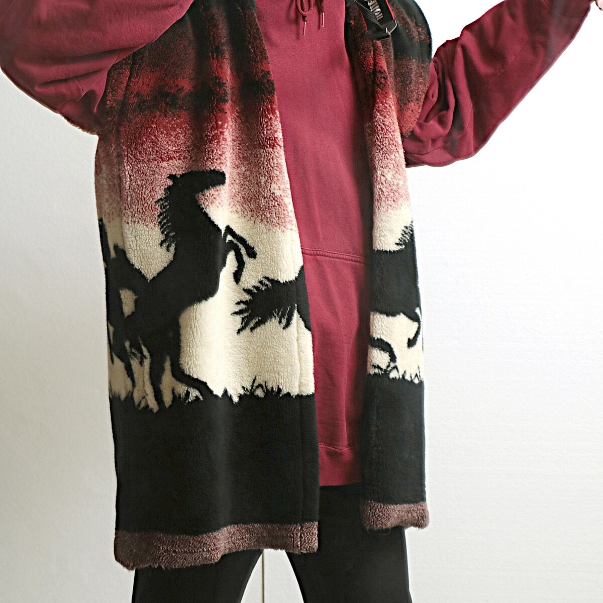 アニマル柄 グラデーション 馬 フリース ベスト 古着 used