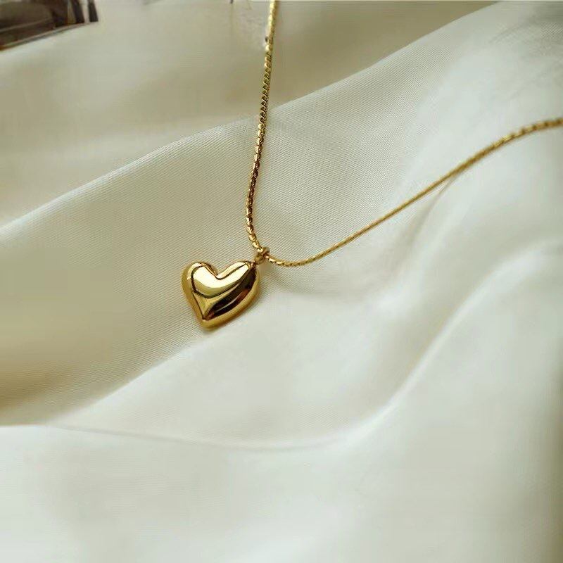 金アレ対応 ゴールドハートネックレス(0771)