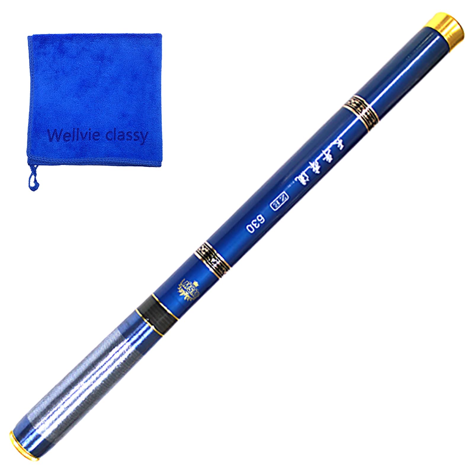 【在庫のみ】Wellvie コンパクト 渓流竿 超硬 釣り竿 超軽量 630 仕舞寸法約45cm カーボンロッド イワシ類 ヤマメ/アマゴ/イワナ/ニジマス/ハヤ/メバル 等に 初心者(ブルー)