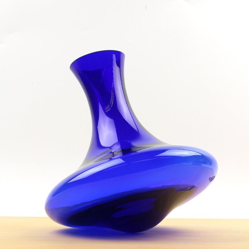 超高級感あり コバルトブルー カットクリスタル花瓶 フラワーベース クリスタル製花瓶コバルト 切子模様なし | Anetto アネット