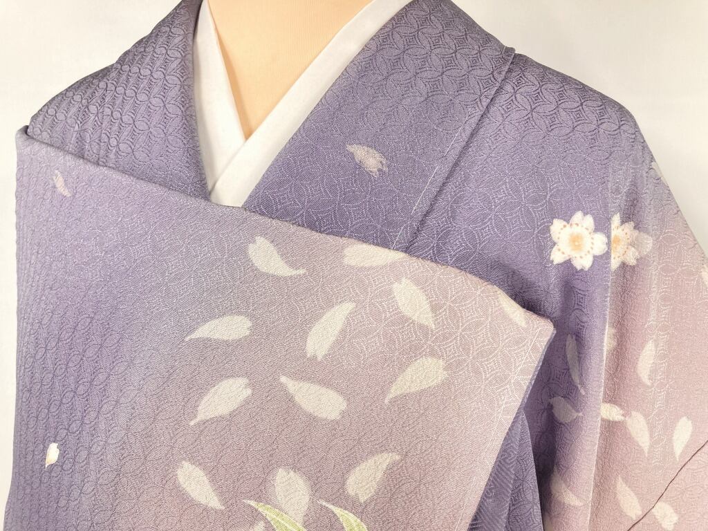 東京友禅 佐藤光幸 未使用 希少品 桜 訪問着 袷 正絹 紫 楝色 東京友禅 佐藤光幸 未使用 希少品 桜 訪問着 袷 正絹 紫 楝色