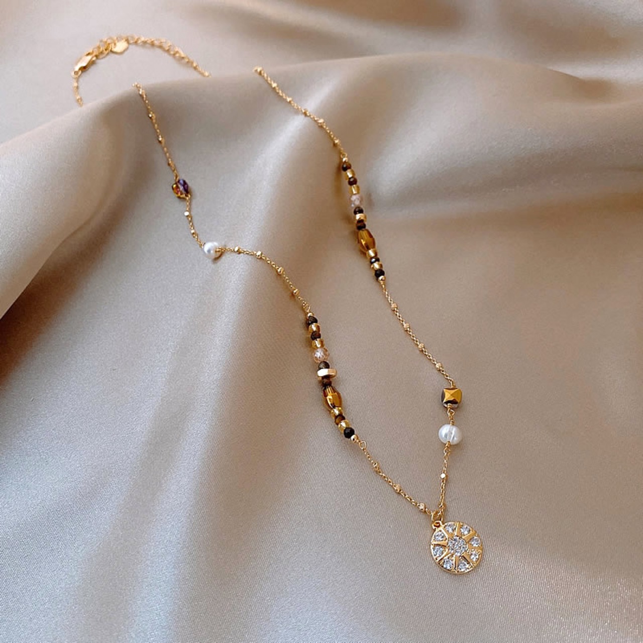 モチーフ装飾ロングネックレス 3Type W10349