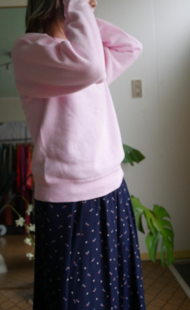 80s-90s Solid Raglan Sweatshirt / Baby Pink
