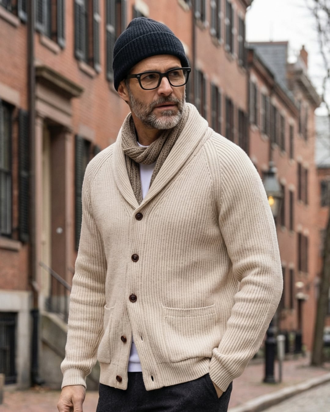 ショールカラー リブニットカーディガン 3色 A0138