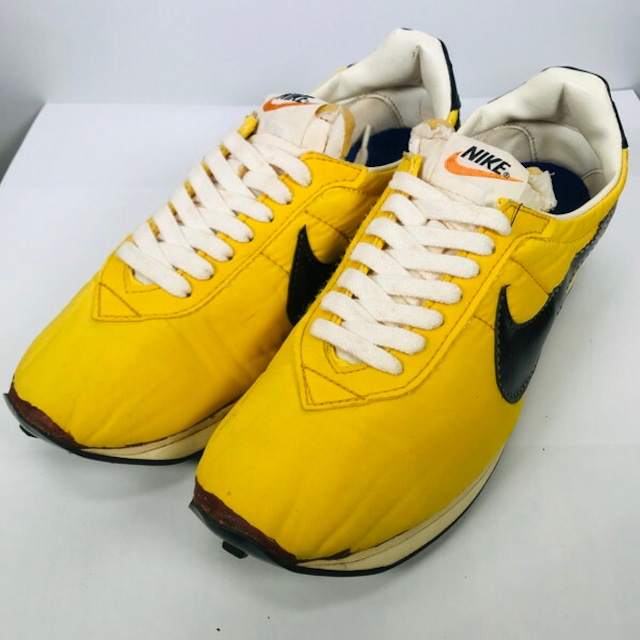 70's NIKE ナイキ NEW BOSTON ニューボストン オリジナル ランニングシューズ OBORI オーボリ イエロー ブラック 黄黒 ソールカスタム 縦ナイキ 日本製 US7.5 希少 ヴィンテージ