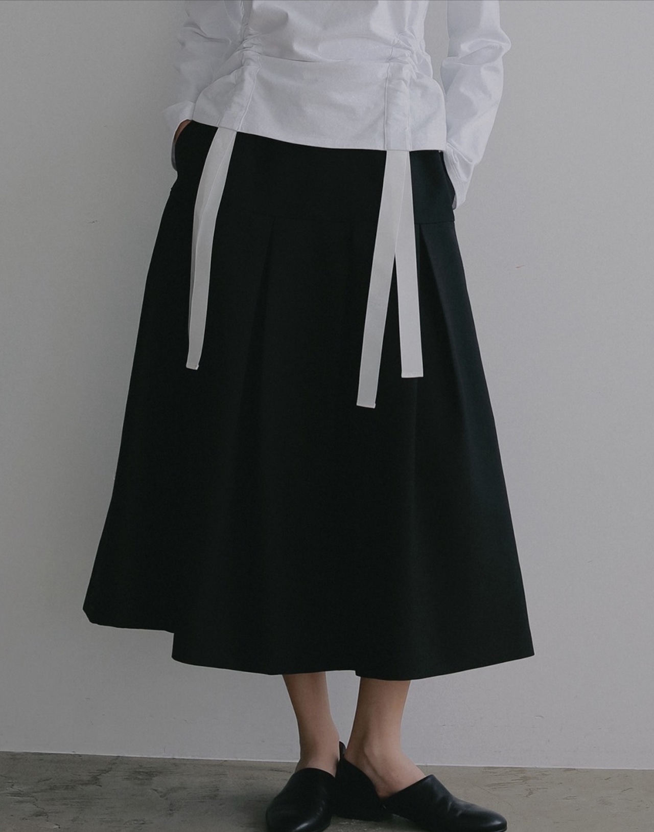 MANOF RUFFLE BELT FLARE SKIRT 2色展開
